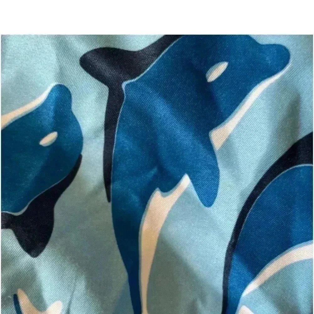Okanu Surf Dolphine Blue White Boys Swimming Board Short Pants SZ L (7)